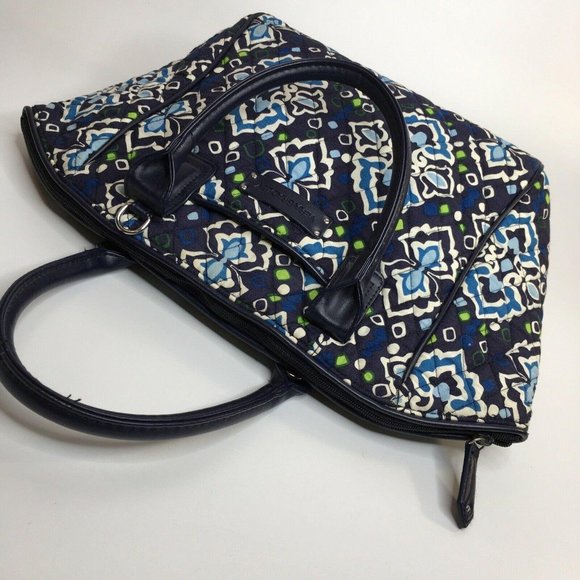 Vera Bradley Signature Print Trapeze Tote Ink Blue - Picture 10 of 10